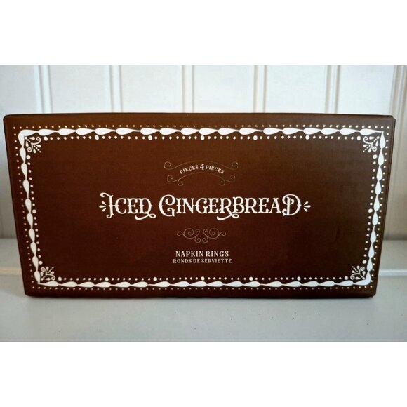 NEW Pottery Barn Gingerbread House Stoneware Napkin Rings Set/4 Christmas - Picture 3 of 5